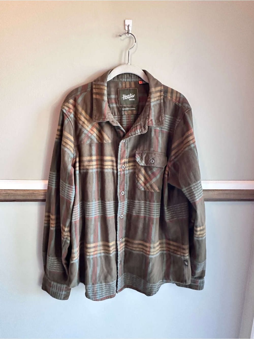 Howler Brothers Harker's Flannel Button Shirt Brown Blue Plaid